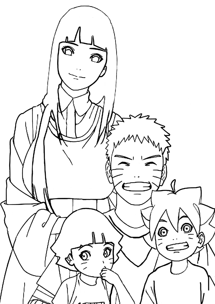 Хината, Наруто и дети